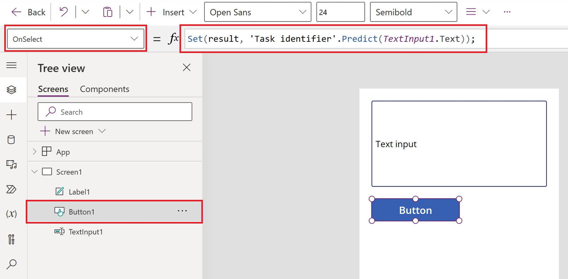 Captura de ecrã de adicionar dados e uma origem de dados ao pedido.