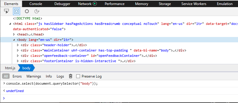 Example of the 'select' method