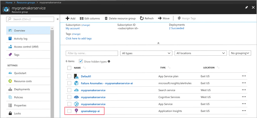 Selecione seu recurso de insights de aplicativo