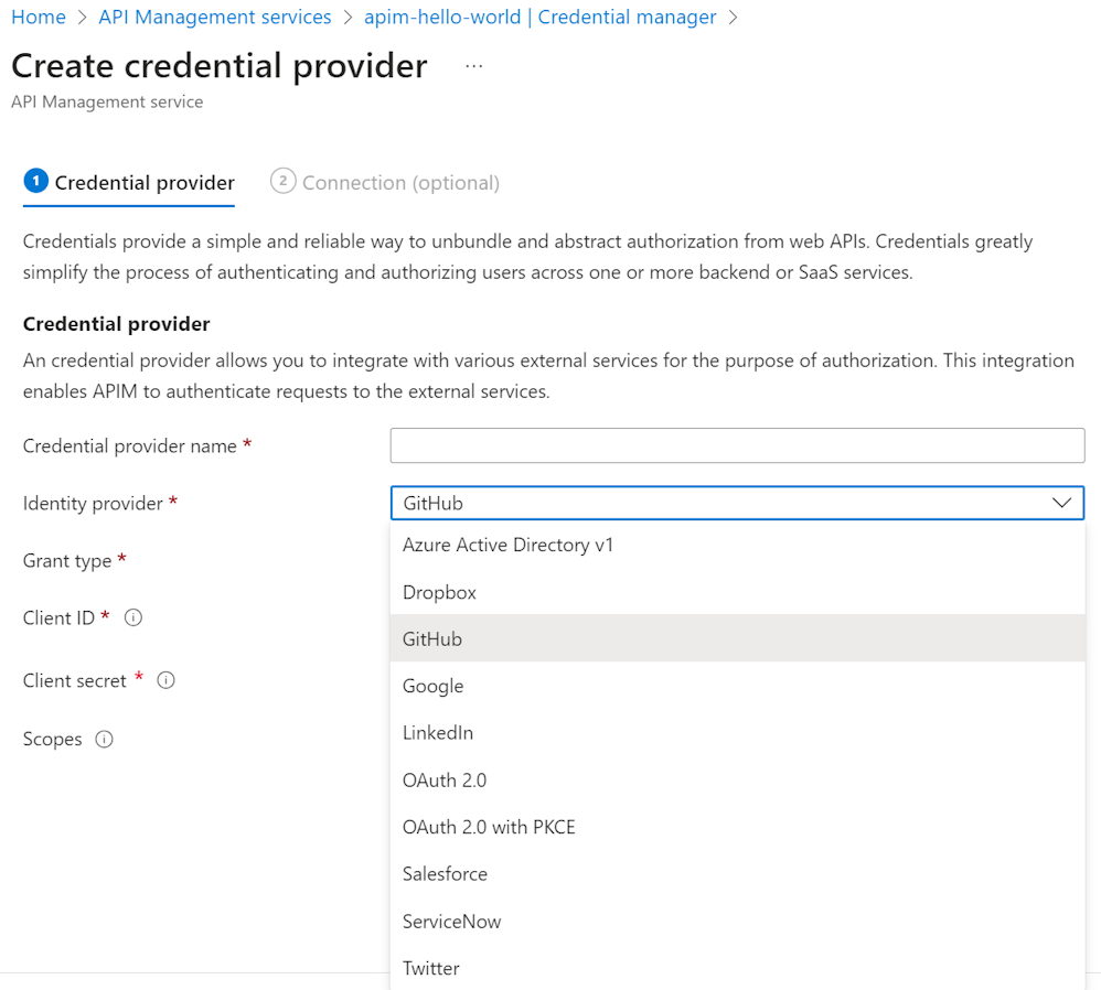 Captura de ecrã dos fornecedores de identidade listados no portal.