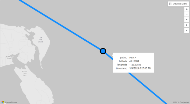 Uma captura de tela mostrando um mapa usando a camada de caminho.