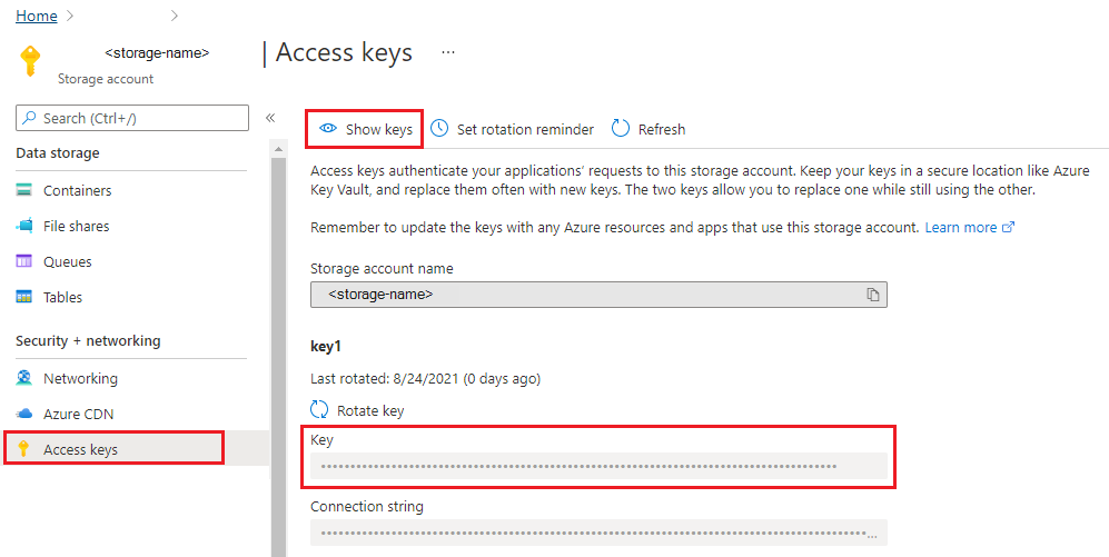 Select **Show Keys** and copy the key