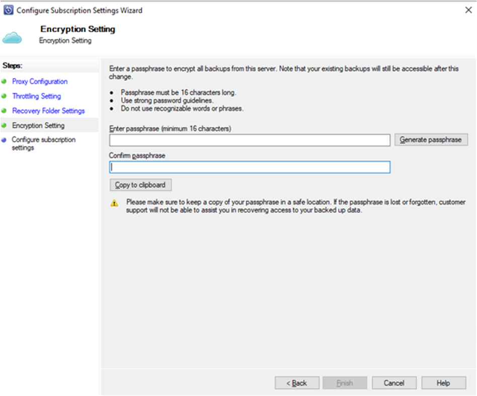 A captura de tela mostra o processo para fornecer a senha seguindo o Assistente para Configurar Configurações de Assinatura.