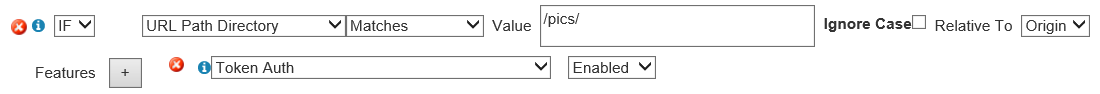 Captura de tela do exemplo de habilitação de autenticação de token do mecanismo de regras de rede de entrega de conteúdo.