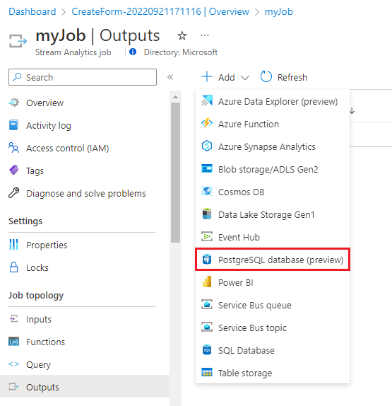 Captura de tela que mostra a seleção da saída do banco de dados PostgreSQL.