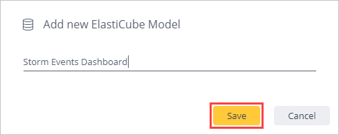 Adicione o novo modelo ElastiCube.