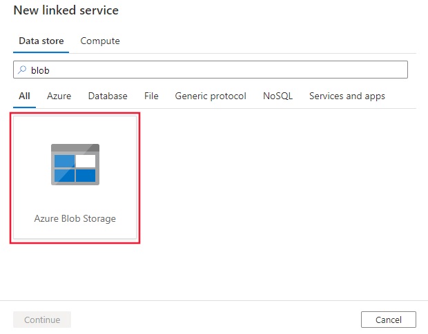 Selecionar conector do Armazenamento de Blobs do Azure.