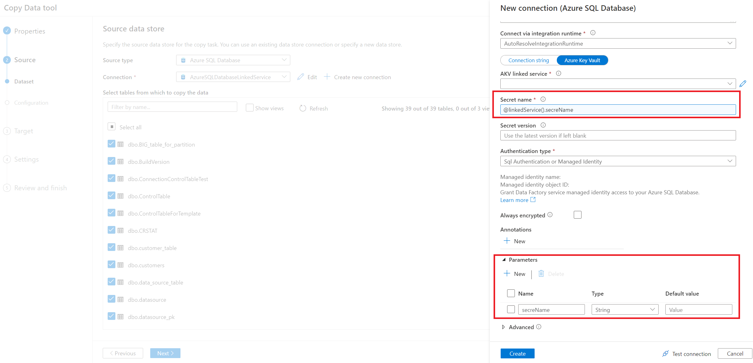 Selecionar serviço vinculado parametrizado