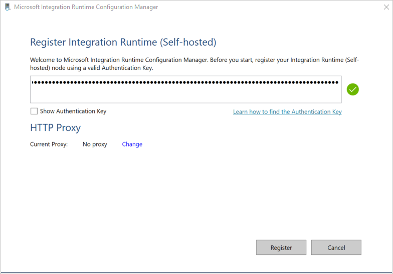 Registar o integration runtime