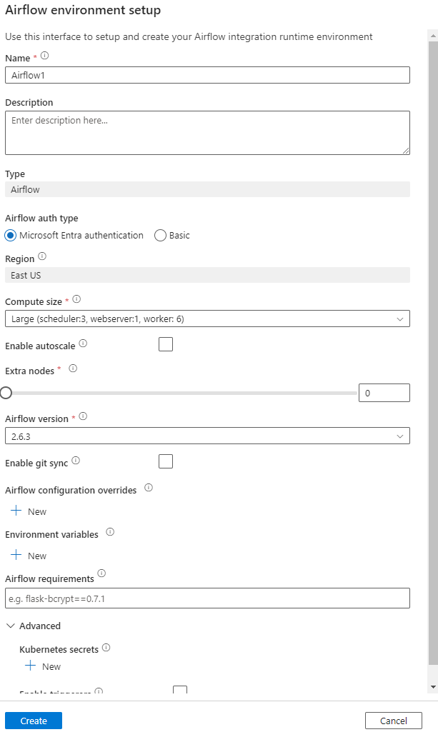 Captura de tela que mostra alguns detalhes do ambiente do Workflow Orchestration Manager.