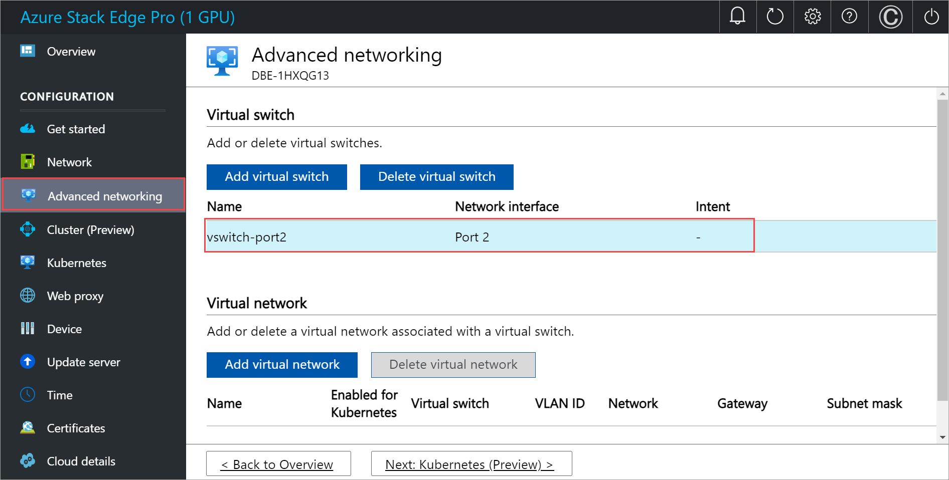 Captura de tela da página Configurar computação em Rede avançada na interface do usuário local 3