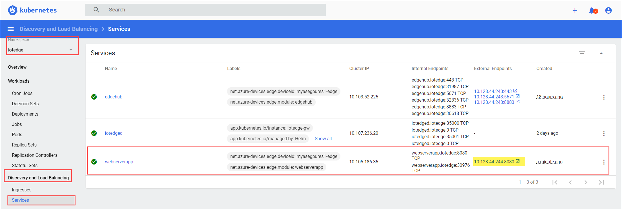 Conectar-se ao aplicativo do servidor web no ponto de extremidade externo