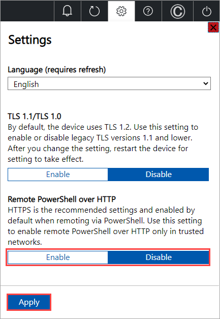 A captura de tela mostra a configuração Habilitar PowerShell remoto sobre HTTP.