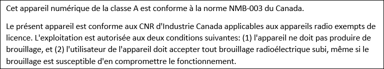 A captura de tela mostra uma notificação necessária para o Canadá.