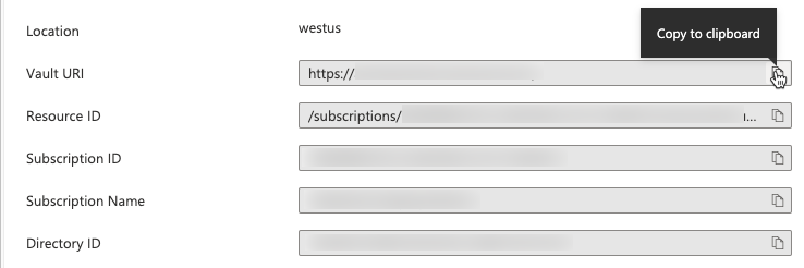 Propriedades do Azure Key Vault