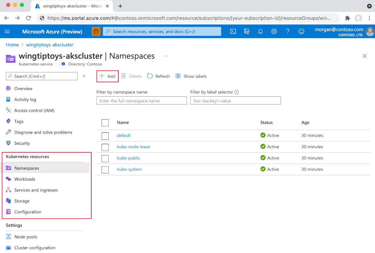 Visualização de recursos do Kubernetes.