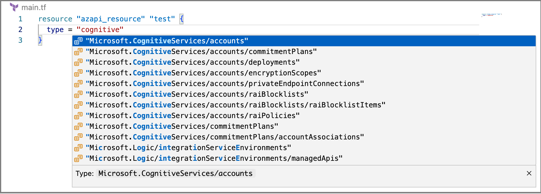 Listar todos os tipos de recursos disponíveis