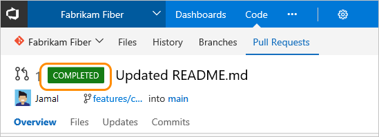 Pull request, notificação concluída