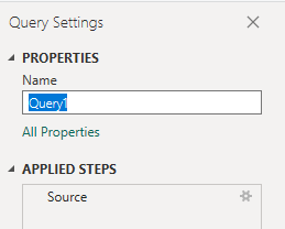 Captura de ecrã das opções do menu de consulta do Power BI, consulta de mudança de nome. 