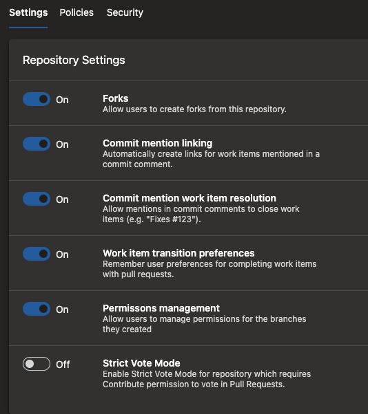 Configurações do repositório