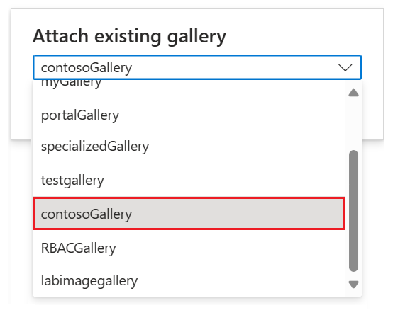 Captura de ecrã que mostra como anexar uma galeria de imagens partilhada a um laboratório.