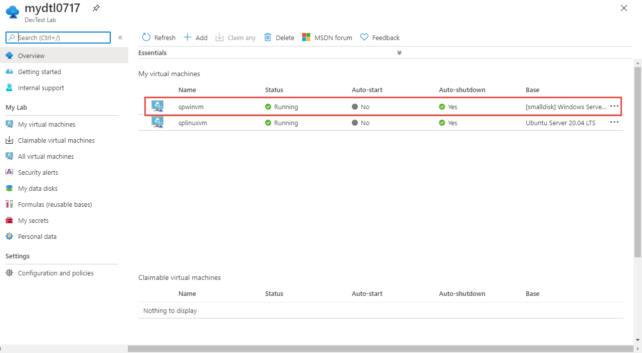 Selecione a VM do Windows