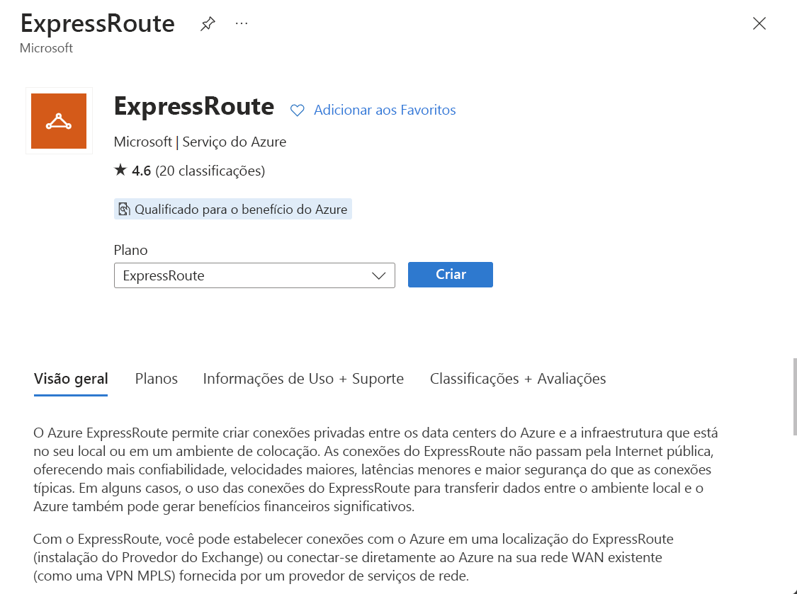 Captura de tela do recurso de criação de um circuito de Rota Expressa.