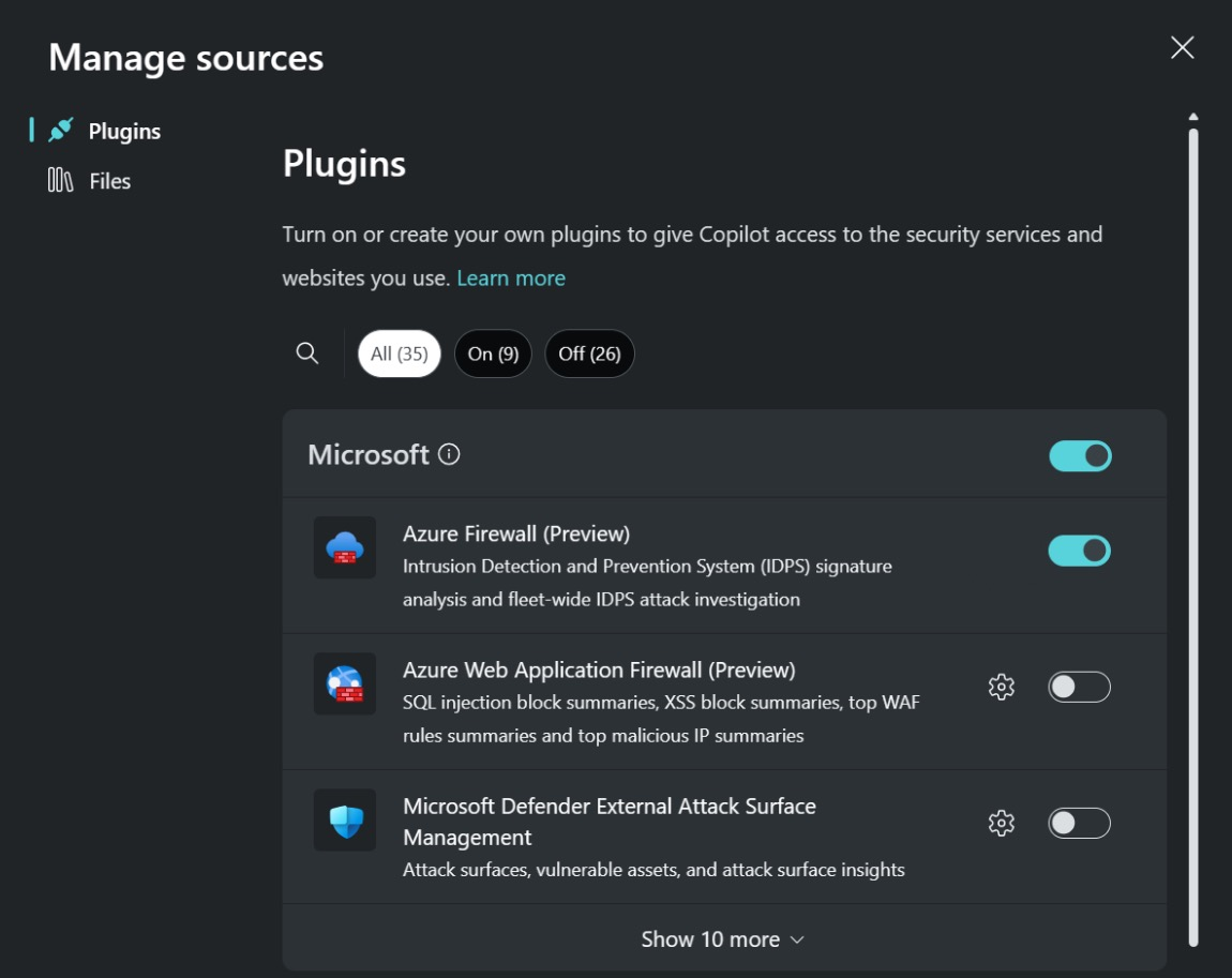 Captura de ecrã a mostrar o plug-in da Firewall do Azure.