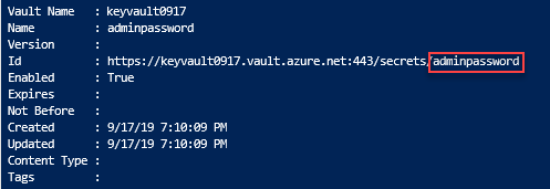 Modelo ARM, integração do Key Vault, saída de validação do portal de implantação