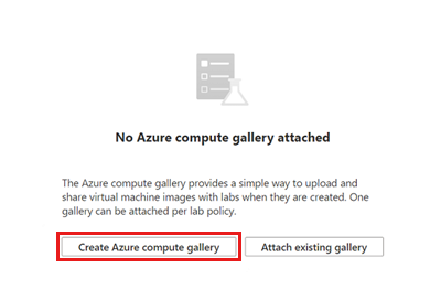 Captura de ecrã do botão Criar galeria de computação do Azure.