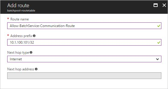 Imagem de uma configuração de rota definida pelo usuário