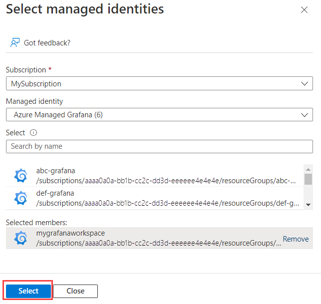 Captura de tela da plataforma Azure selecionando a instância.