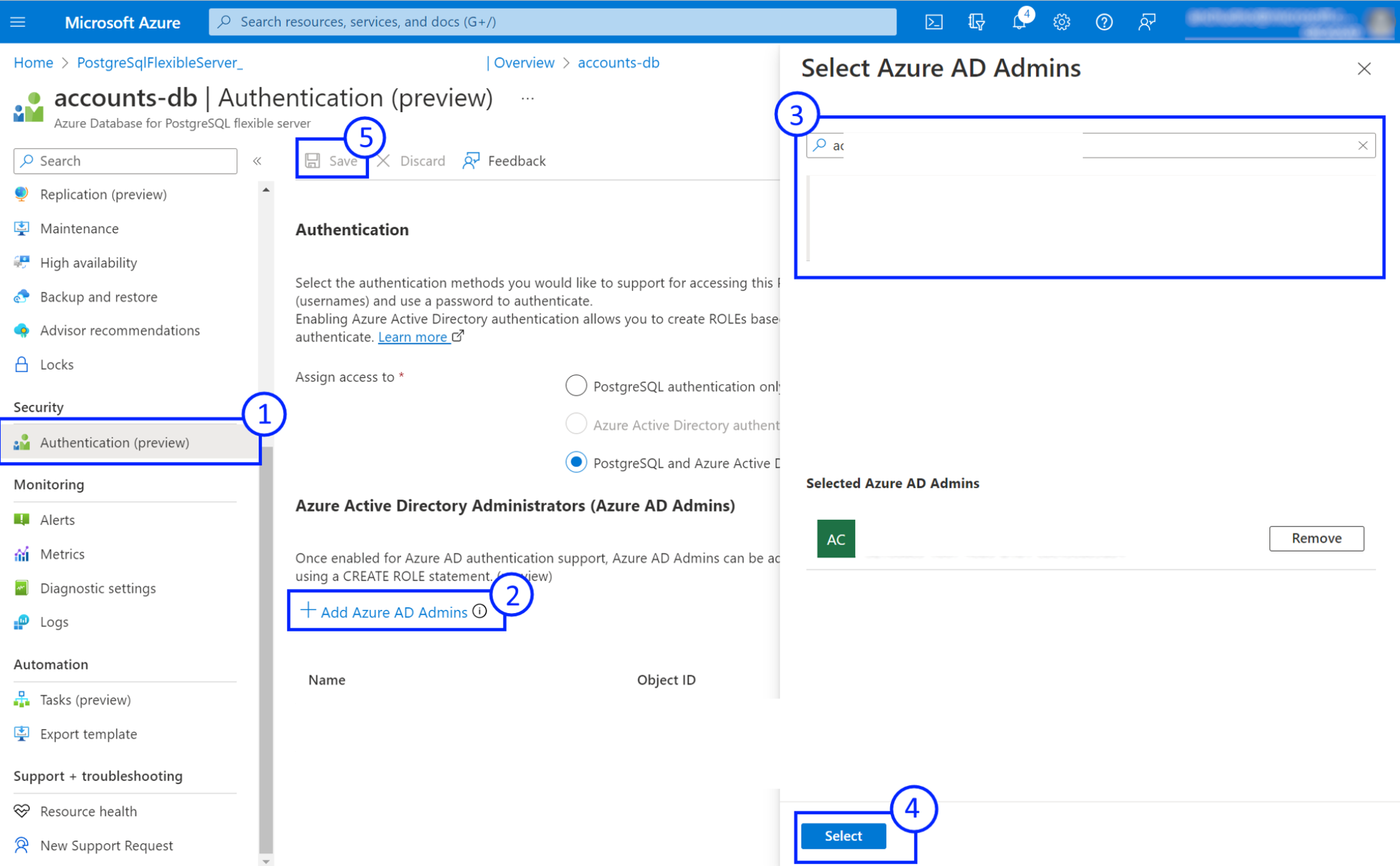 Captura de ecrã da gestão de administradores do Microsoft Entra através do portal.