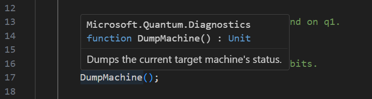 Captura de tela dos detalhes que aparecem quando você passa o mouse sobre a operação 'H' no Visual Studio Code.