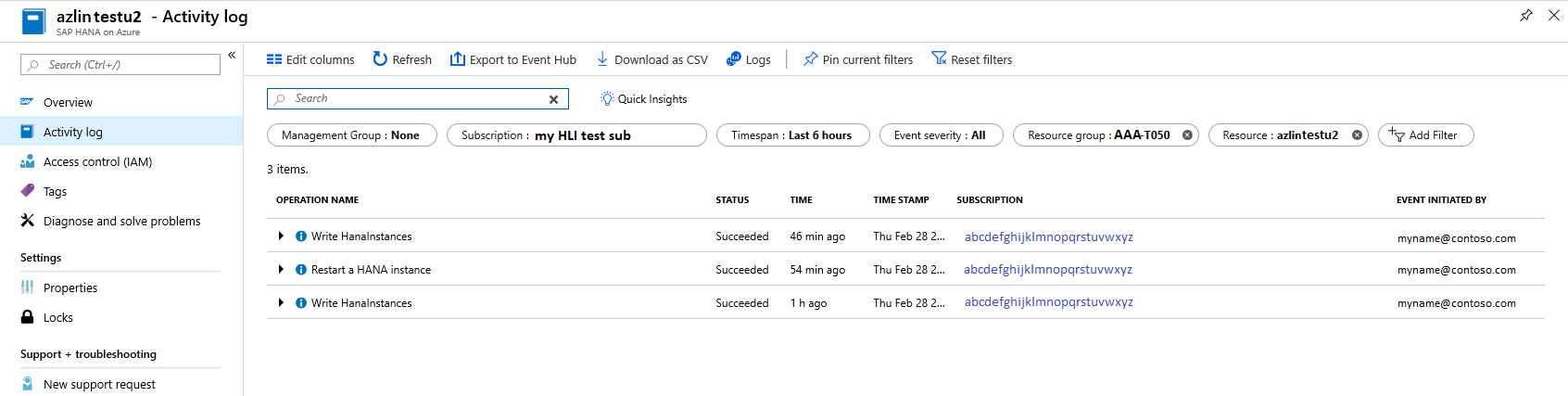 Painel de navegação no portal do Azure