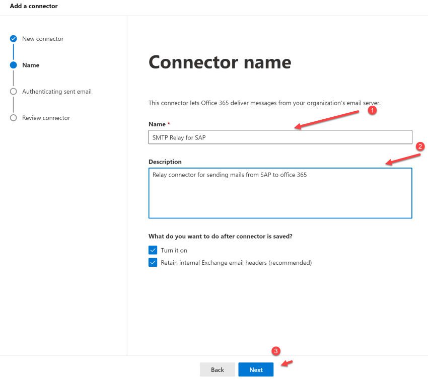 Nome do conector do Centro de Administração do Microsoft 365