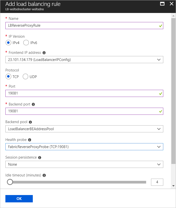 Configurar regra de balanceador de carga para proxy reverso