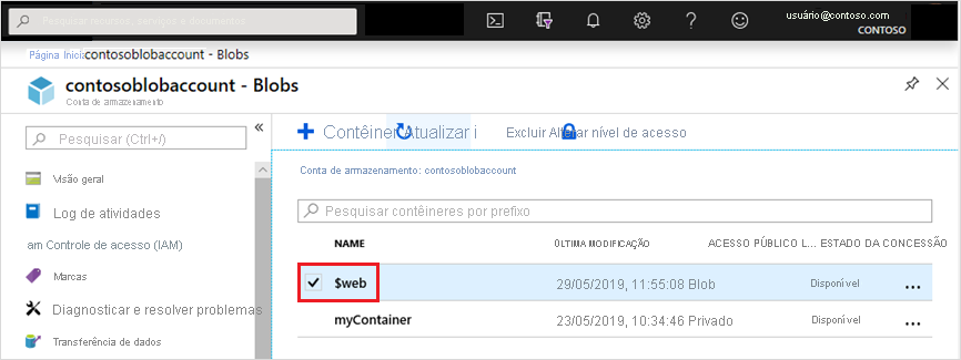 Azure Storage static websites metrics metric