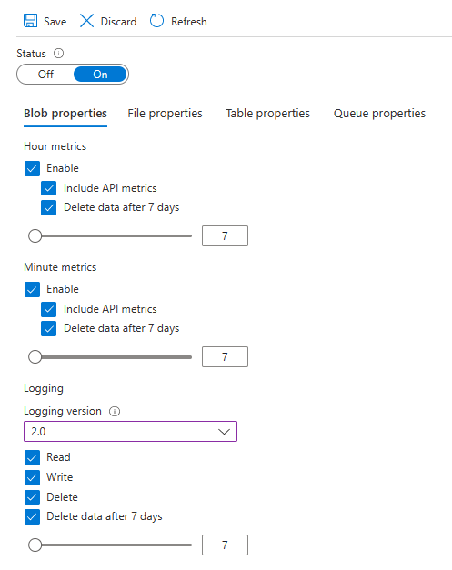 Configure o registo no portal do Azure.