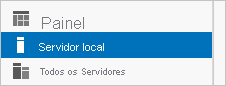 Captura de ecrã a mostrar como localizar o Servidor Local no lado esquerdo do Gestor de Servidor U I.