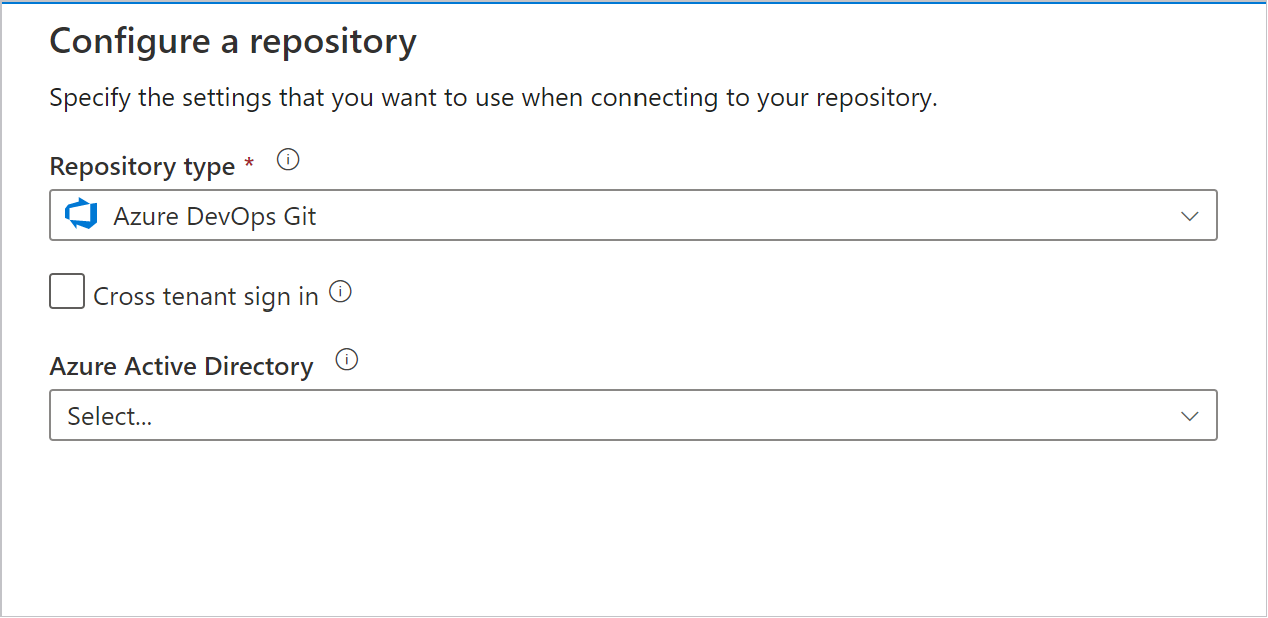 Definir as configurações do repositório de código