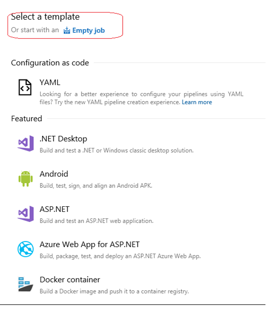 Select the empty template to create a new pipeline in BizTalk Server.