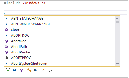 Captura de tela do Predictive IntelliSense C plus plus.