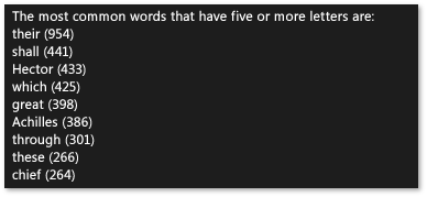 Aplicativo CommonWords do Tempo de Execução do Windows.