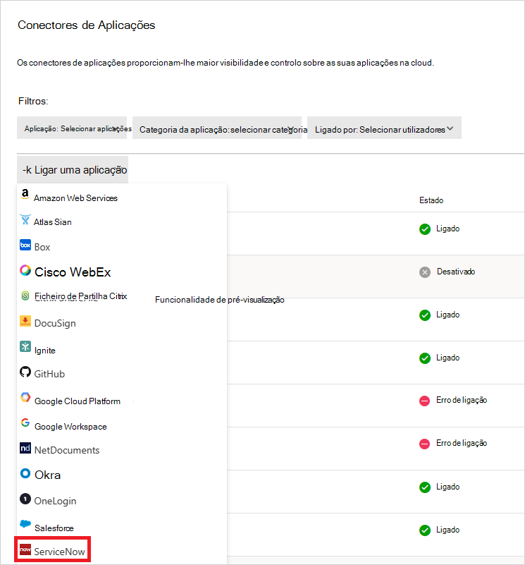 ligar o ServiceNow.