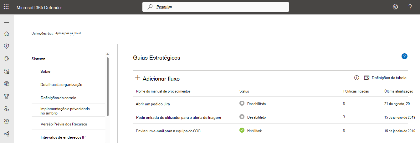 ver manuais de procedimentos no Defender for Cloud Apps.