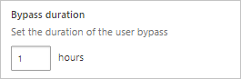 Captura de tela mostrando como configurar a duração do bypass.