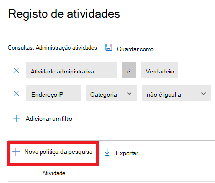 Nova política a partir do botão de pesquisa.