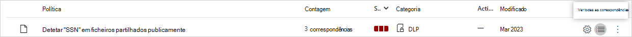 Captura de ecrã a mostrar as correspondências de PCI de exemplo.