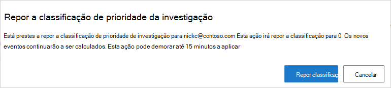 Captura de ecrã a mostrar o botão Repor classificação.